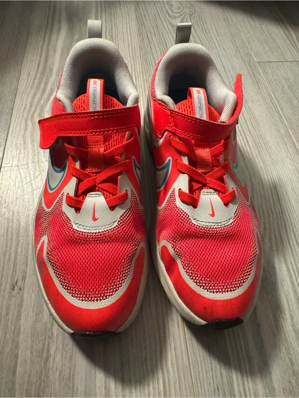 Nike Kids Red and White Hook-and-Loop Athletic Sneakers